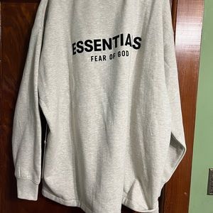 Fear of god essentials light oatmeal relaxed crew sweater